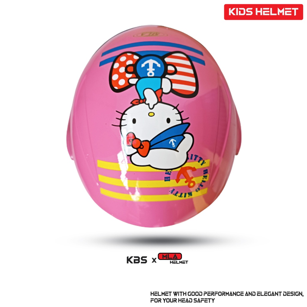 Helm Half Face Anak Junior KBS x MLA Motif Hello Kity Untuk Usia Anak 3-7 tahun COD