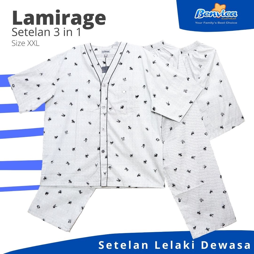 BENVICA BAJU TIDUR PIYAMA LAKI-LAKI DEWASA KATUN XXL LA MIRAGE