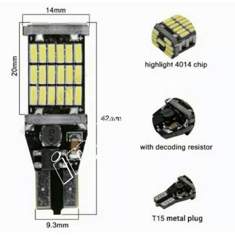12VOLT - T10/T15 LAMPU MUNDUR 45 LED SUPER TERANG