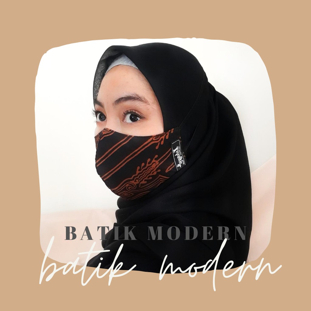 Masker Kain Motif Batik Premium Model Hijab dan Earloop Isi 6