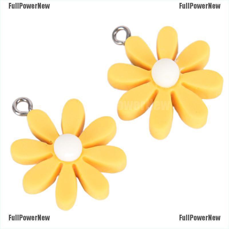 [FULLのJY] 10Pcs/Set Resin Little Daisy Sun Flower Charms Pendant Jewelry Making DIY Craft