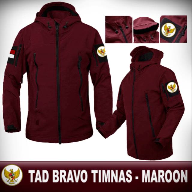 JAKET BRAVO TAD TACTICAL JAKET MOTOR JAKET GUNUNG WATERPROOF ANTI AIR TIMNAS GARUDA INDONESIA MAROON