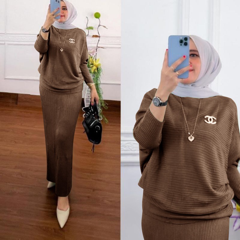 O2 Fashion / Megan set knit / bisa cod / stelana bahan knit impot halus dan adem