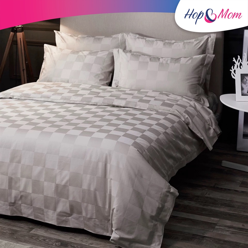 Jual BED COVER SET HOTEL BEDCOVER HOTEL JAKARTA KATUN DOBBY PUTIH KOTAK SIZE DOUBLE Shopee