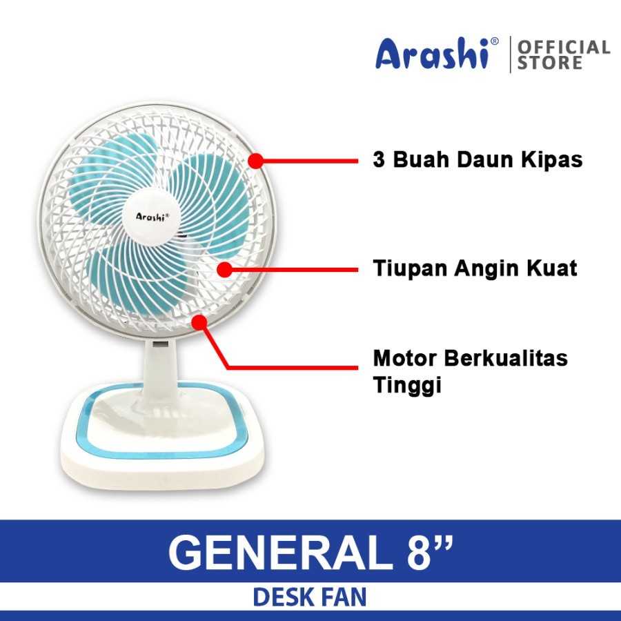 Jual Arashi General Fan AR 138 Kipas Angin Duduk Meja Deskfan 8 Inchi ...