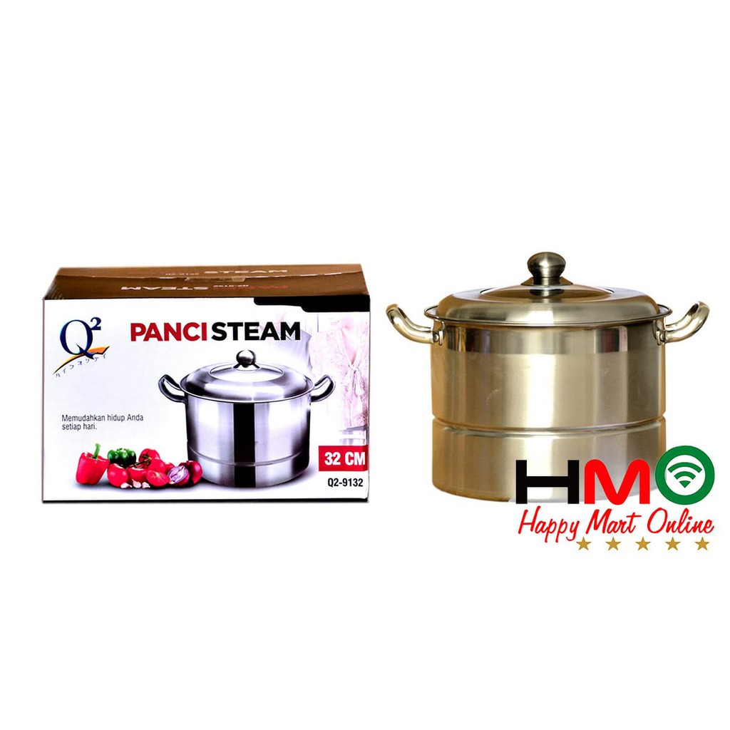 Panci Kukus Stainless Steel Panci Steam Diameter 32 CM Tutup Kaca Q2-9132 Q2 9132