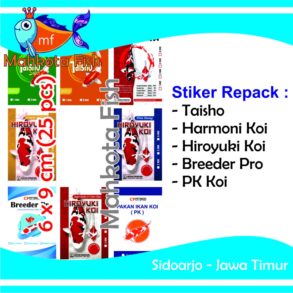 Stiker Repack (6x9) | Hiroyuki Koi | Taisho | Breeder Pro | Harmoni Koi | PK Koi | Pakan Koi | Pakan Koki