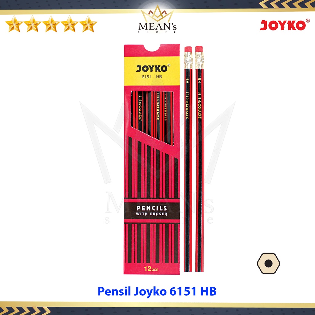 

Pensil Joyko 6151 HB / Pensil Kayu Merah Hitam/ Pensil HB + Penghapus