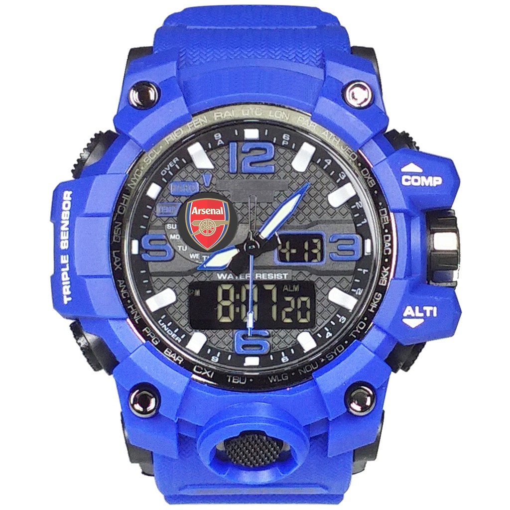 (Istimewa Bossque) Jam ARSENAL Double Time Full Biru (Exclusive)