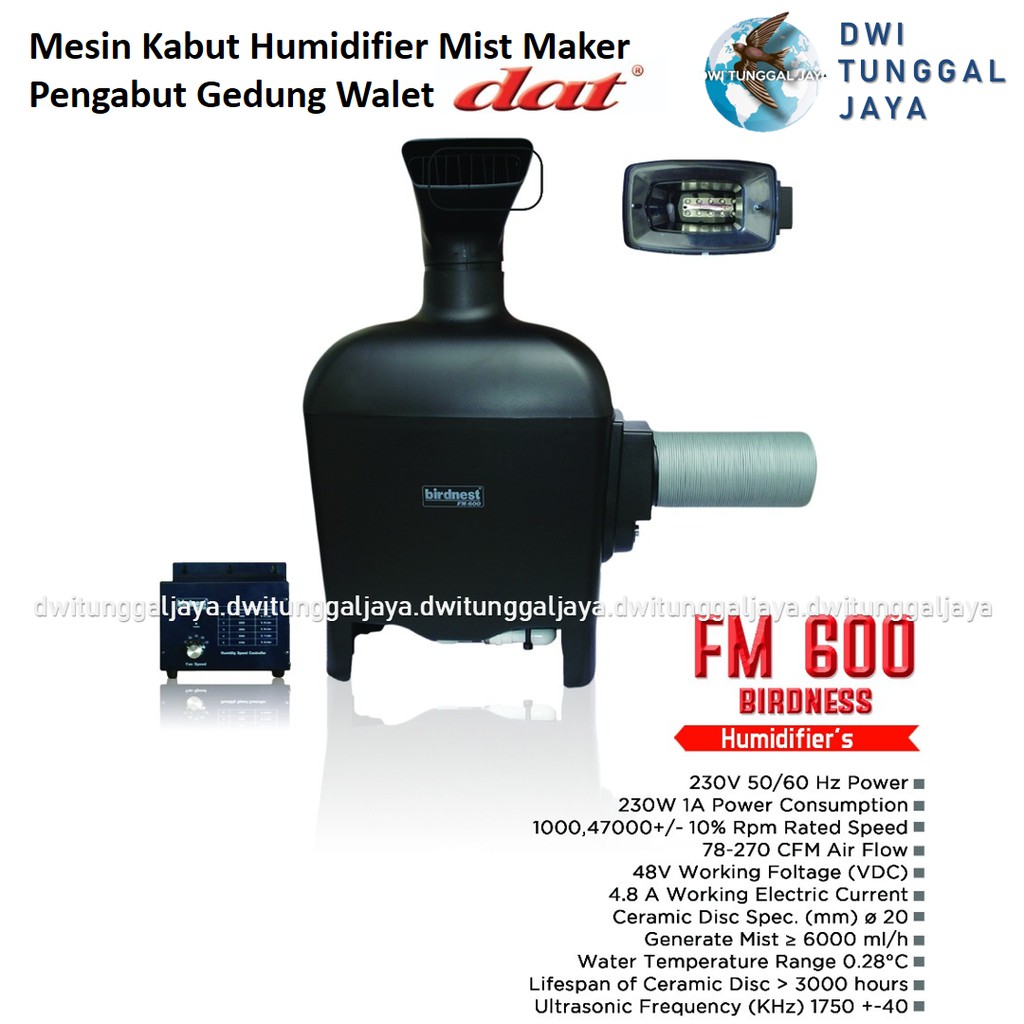 Mesin Kabut Embun Humidifier Mist Maker 10 Mata Gedung Rumah Burung Walet BIRDNEST DAT FM600 FM 600