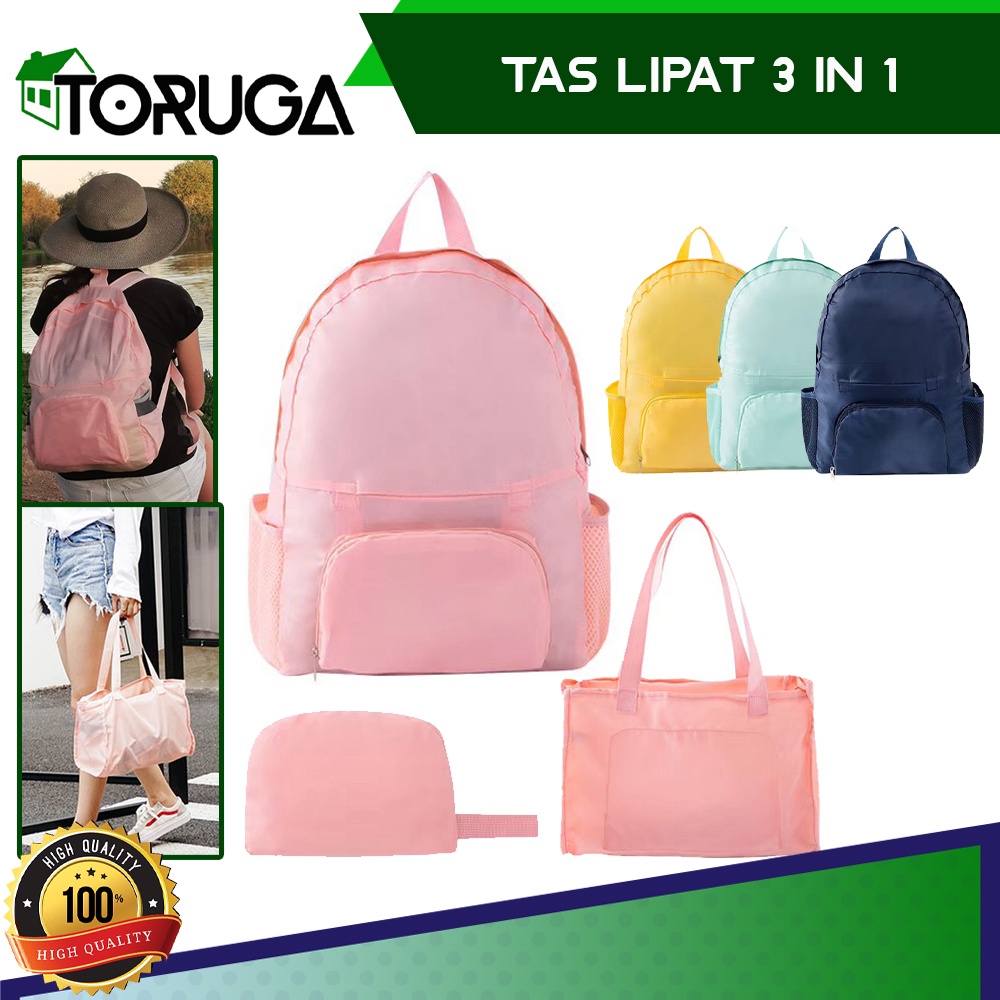 TAS RANSEL LIPAT 3in1 ANTI AIR FOLDABLE SLING BAG BACKPACK WATERPROOF