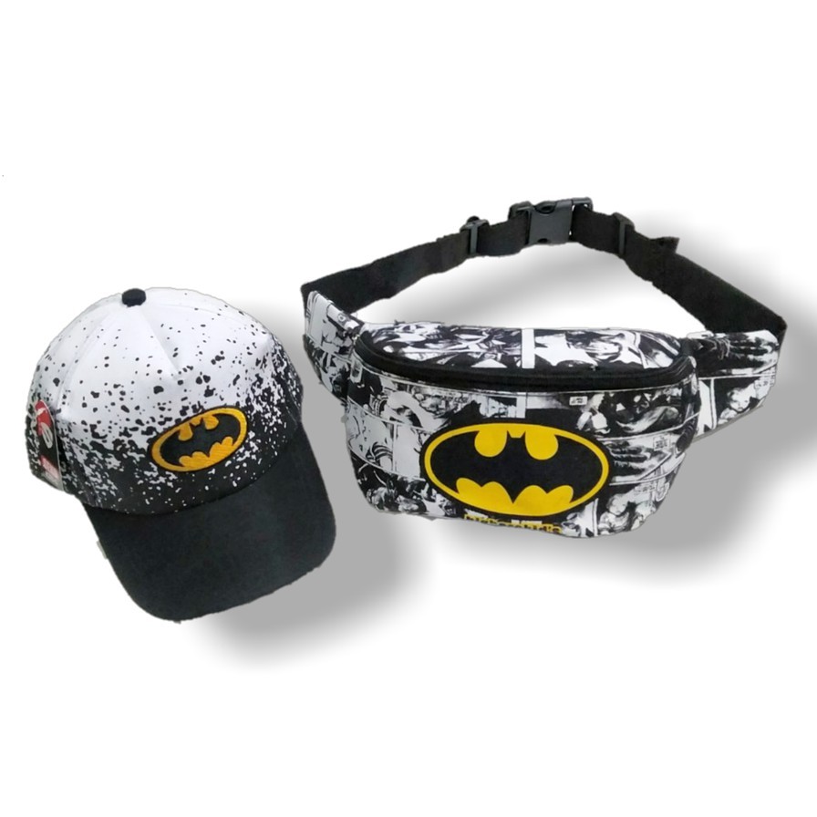 Wesbag anak laki laki, Waist Bag Anak Laki Laki Motif Batman dan Topi Anak REALPICT