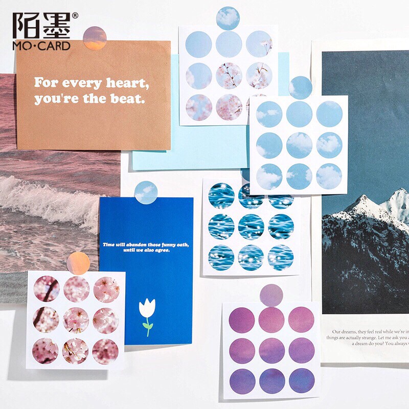 

9pcs Stiker dot bulat besar polkadot dekor buku diary jurnal planner journal dinding wall sticker