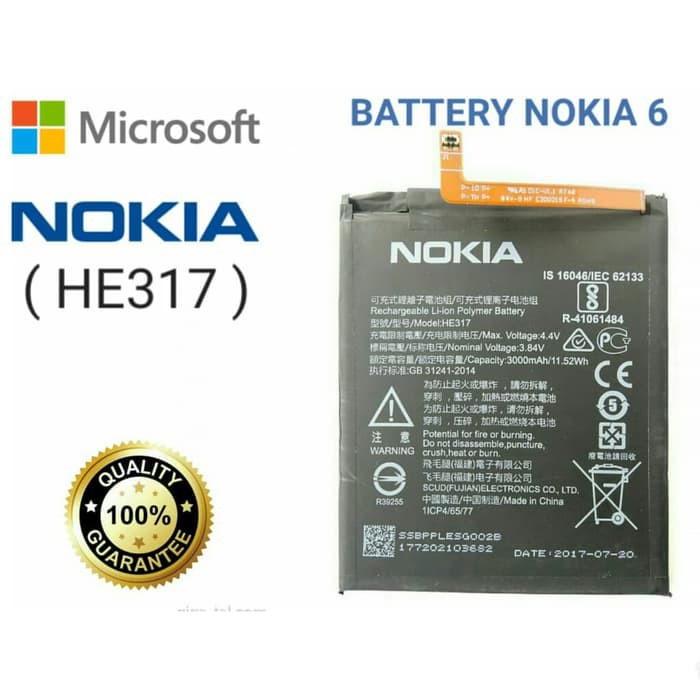 Baterai Battery Batre Original Cabutan NOKIA 6 Android HE317 , HE-317