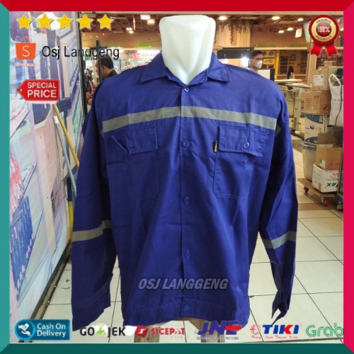 Atasan Kerja Safety Lengan Panjang / Baju Safety Proyek Warna Orange Murah