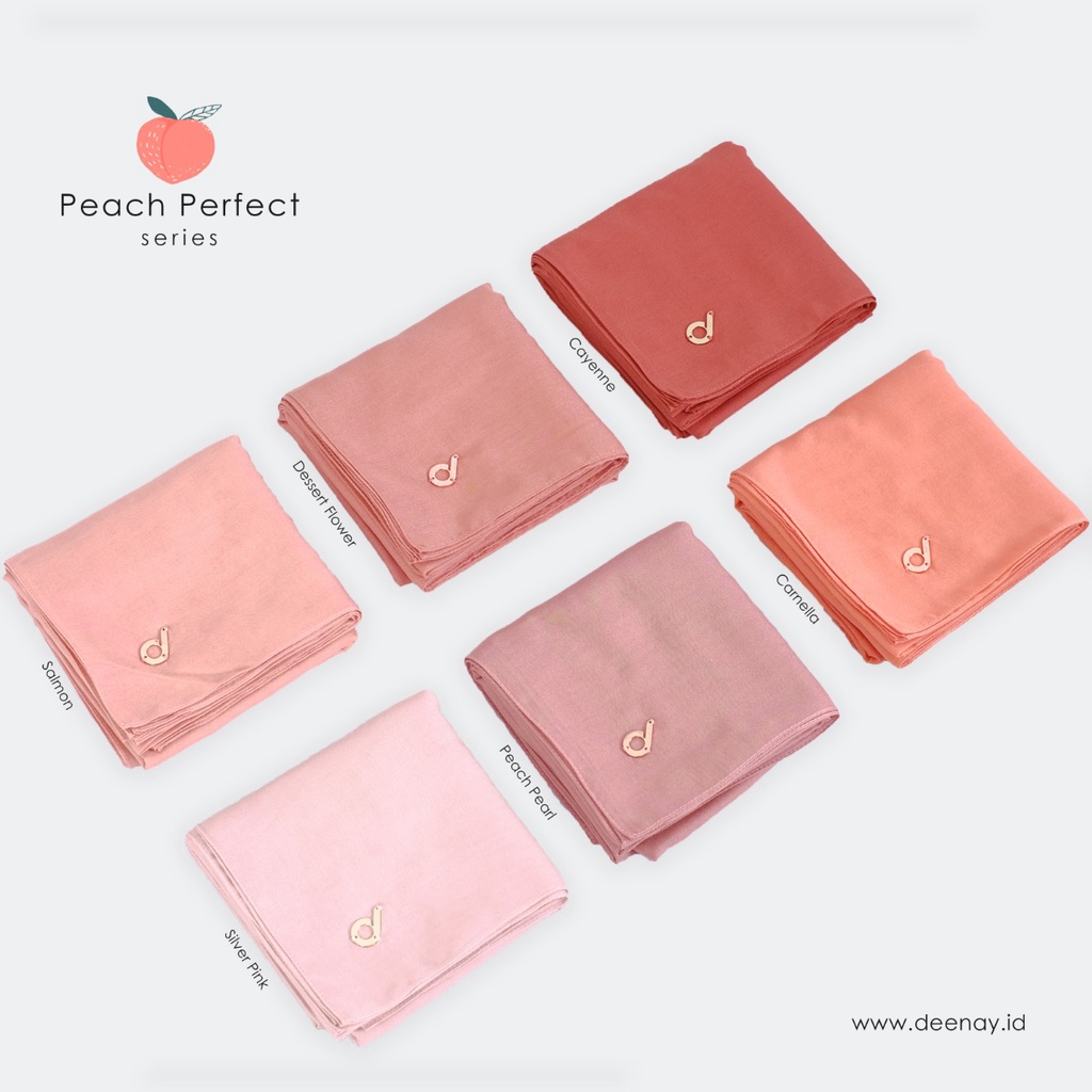 HIJAB DEENAY POLOS LIZA PEACH PERFECT SERIES ALL COLOR-JAHIT TEPI BORDIR DAN PIN PLAT D {PEACH PEARL