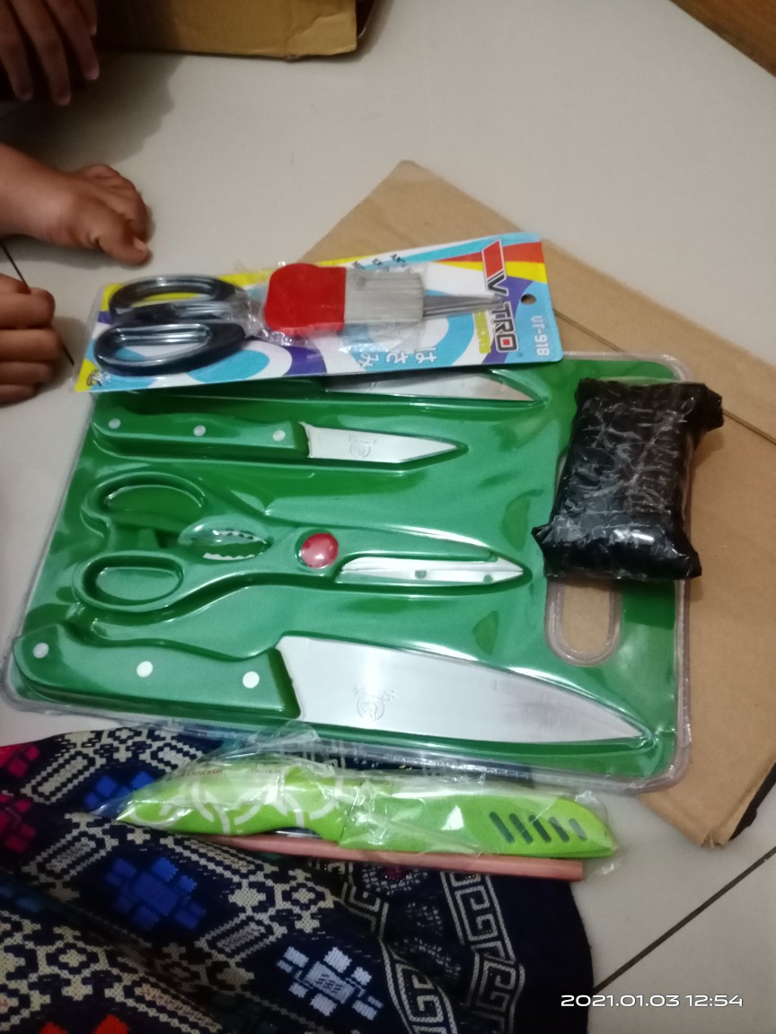 Set Pisau Dapur Plus Talenan/set Pisau Dapur 5 In 1
