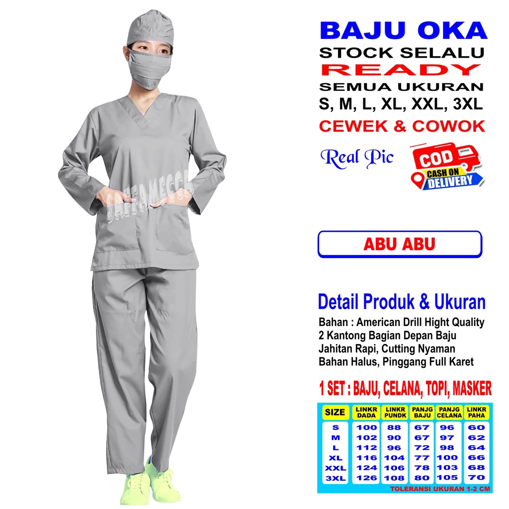 BAJU OK   BAJU OKA   OK   OKA   SCRUB PERAWAT   SCRUB MEDIS   BAJU JAGA LENGAN PANJANG TERBARU READY