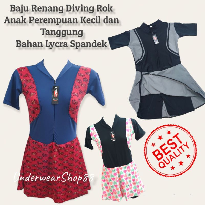 Baju Renang Diving Rok Anak/Baju Renang Diving Rok Anak Tanggung/Baju Renang Rok Murah/Bahan Lycra Spandek/Baju Renang Anak Perempuan