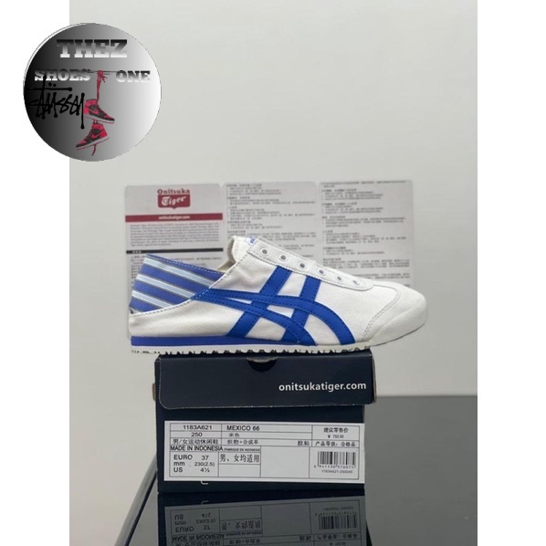 Sepatu Onitsuka Tiger Slip On Paraty White Blue High Quality