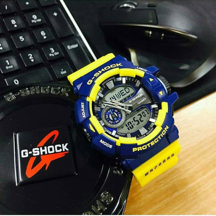 Jam Tangan Pria G Shock / G-Shock / GShock GA 400 Yellow Blue Ori BM