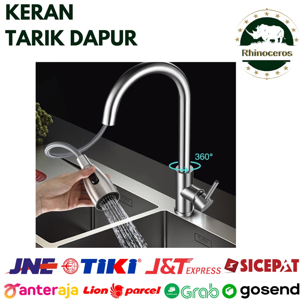 Keran Tarik Dapur Stainless Keran Air Cuci Piring Kran Air Putar