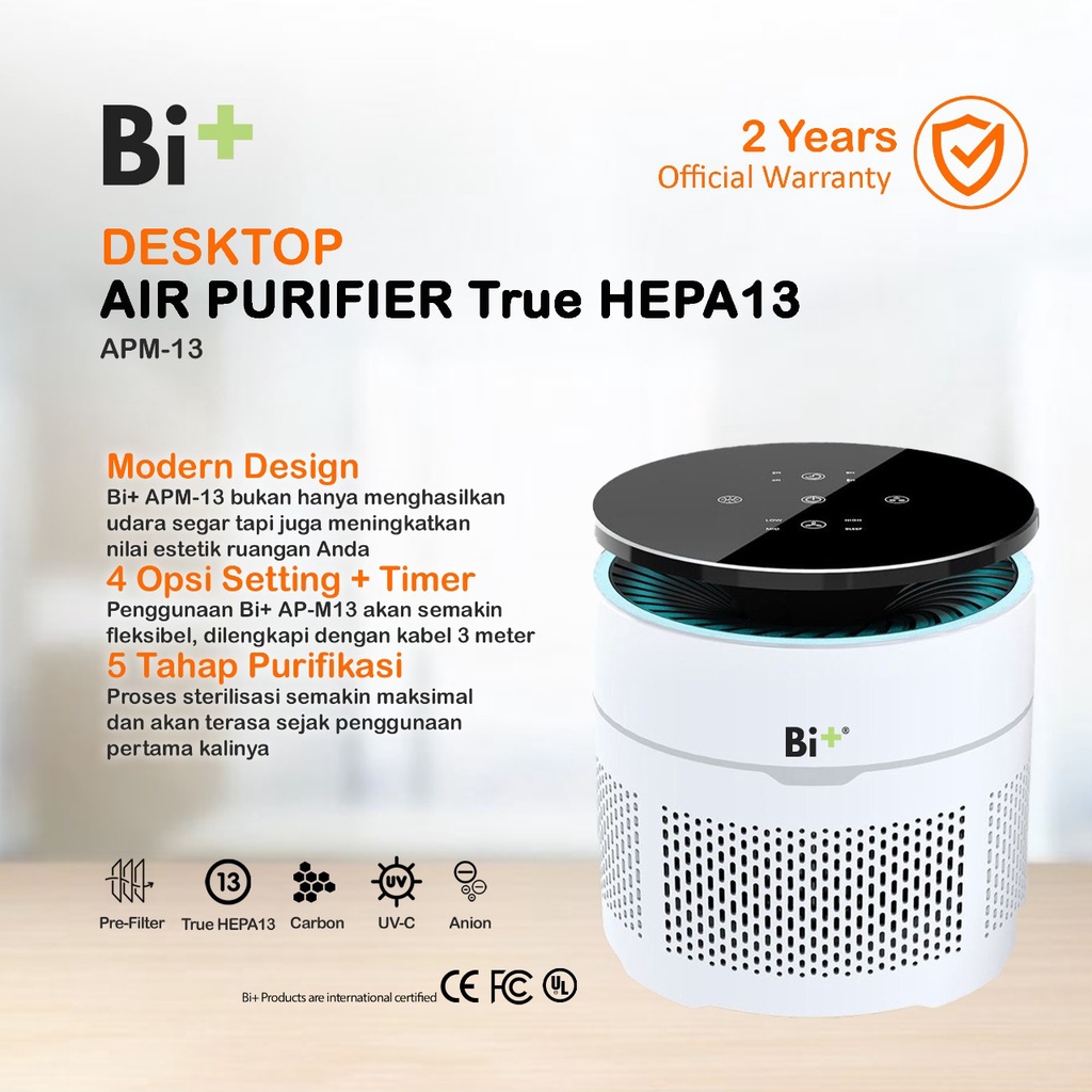 Bi+ Portable Desk Air Purifier Anion True Hepa 13