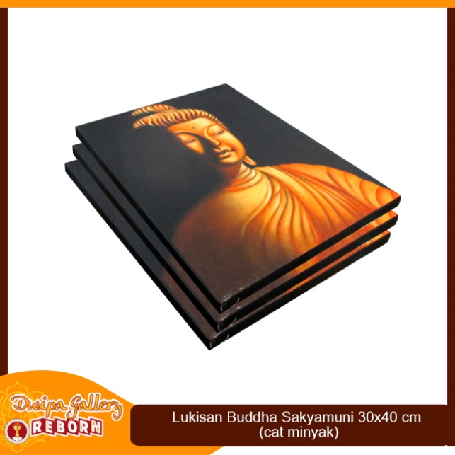 Lukisan / Painting Buddha Sakyamuni Gold Kanvas 30x40 cm (cat minyak)