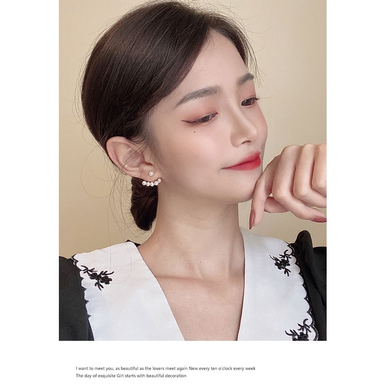 Sterling silver jarum mutiara anting-anting wanita temperamen Korea pribadi telinga studs 2020 baru