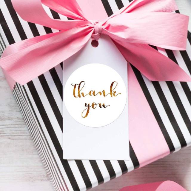 

1 roll 500pcs Stiker Label Sticker Thank You White Gold Segel Kemasan Packaging Sealer Kantong Dus Box Toples Plastik Kue