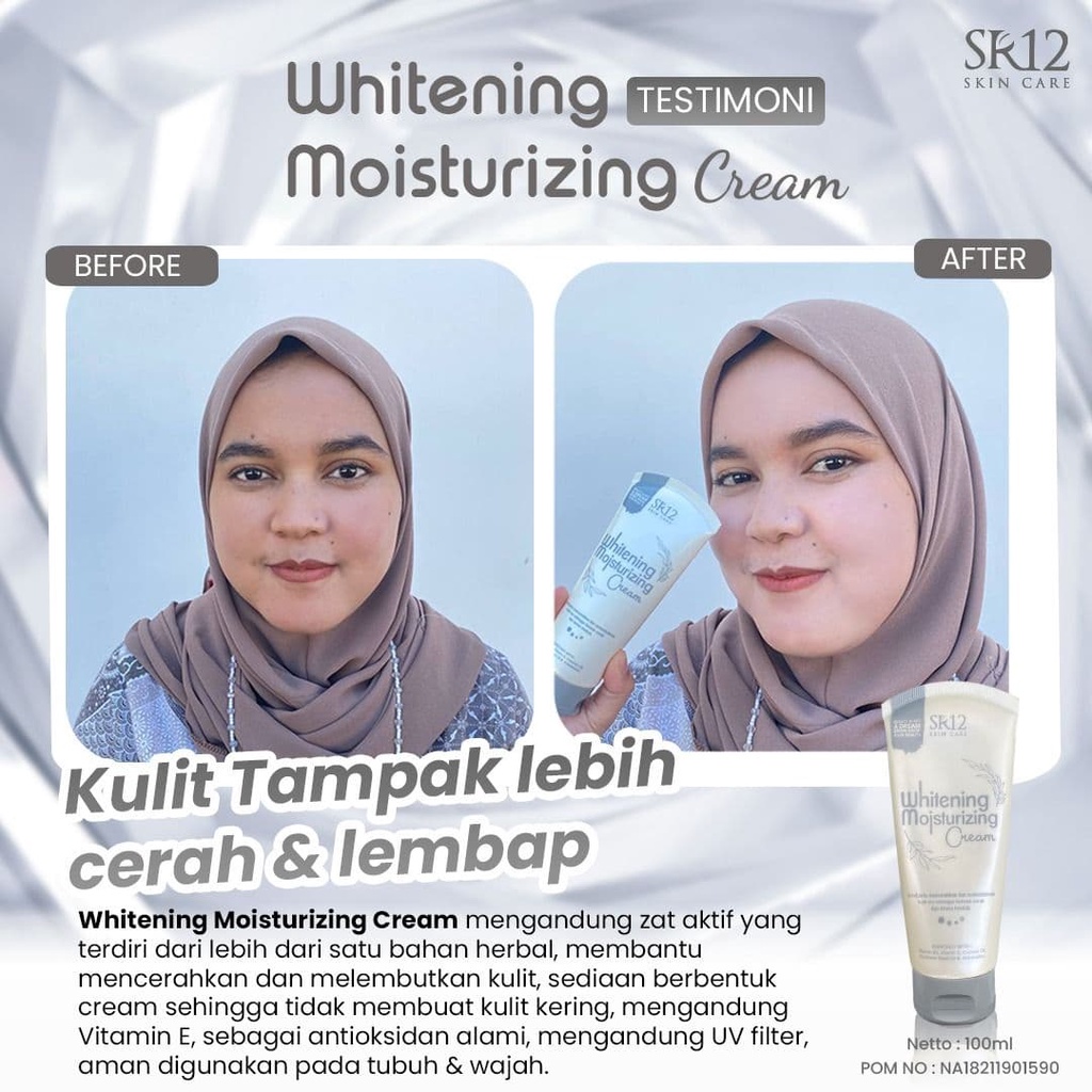 WHITENING MOISTURIZING CREAM SR12 / INSTANT WHITENING BODY LOTION &amp; FACE BPOM / PELEMBAB &amp; PENCERAH KULIT BPOM