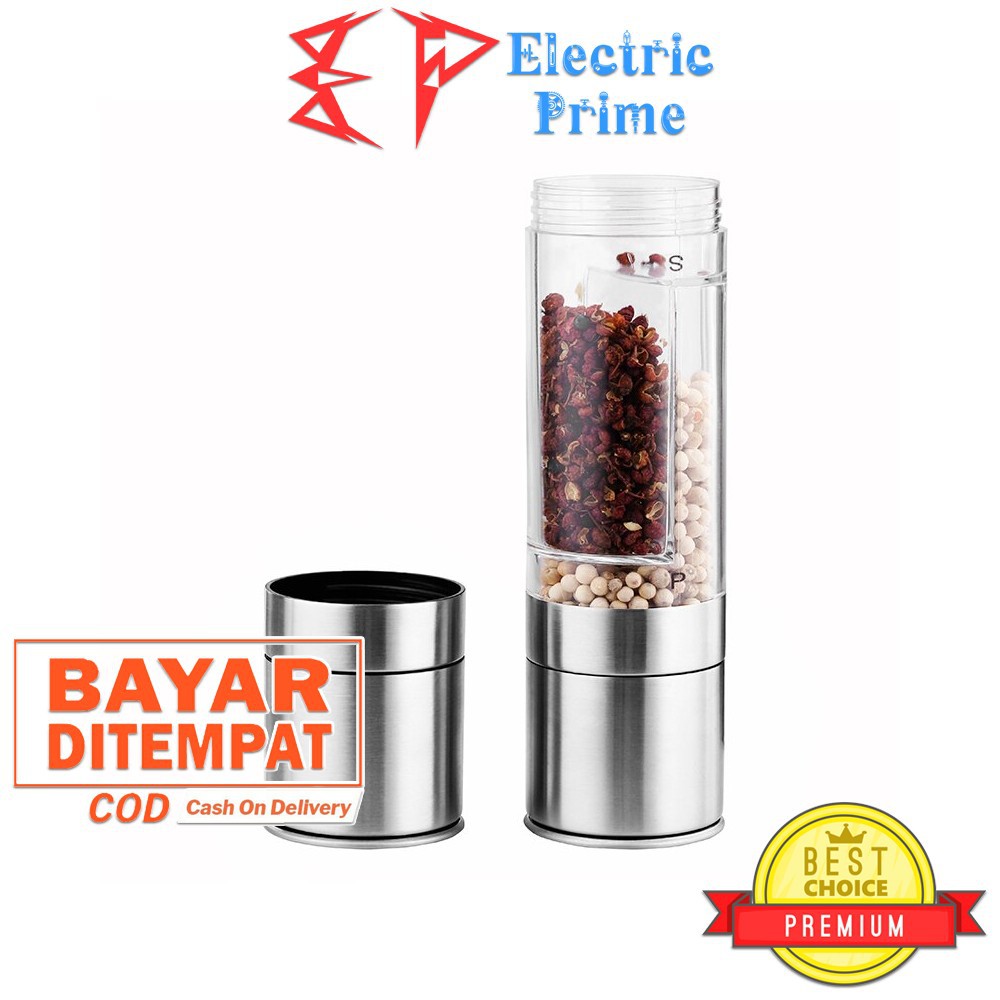 Pepper Grinder Penghalus Manual Bumbu Bubuk Makanan 2in1 Alat Penggiling Lada Merica