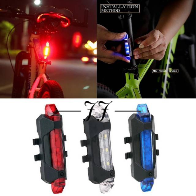 Lampu Belakang Sepeda LED Batterai Charger USB