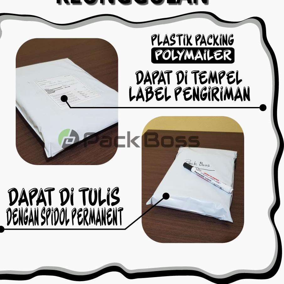 

PROMO 12.12 POLYMAILER PACKBOSS 32x45 ISI ±100 LEMBAR ,TEBAL *KUALITAS BOSS, HARGA TERMURAH*