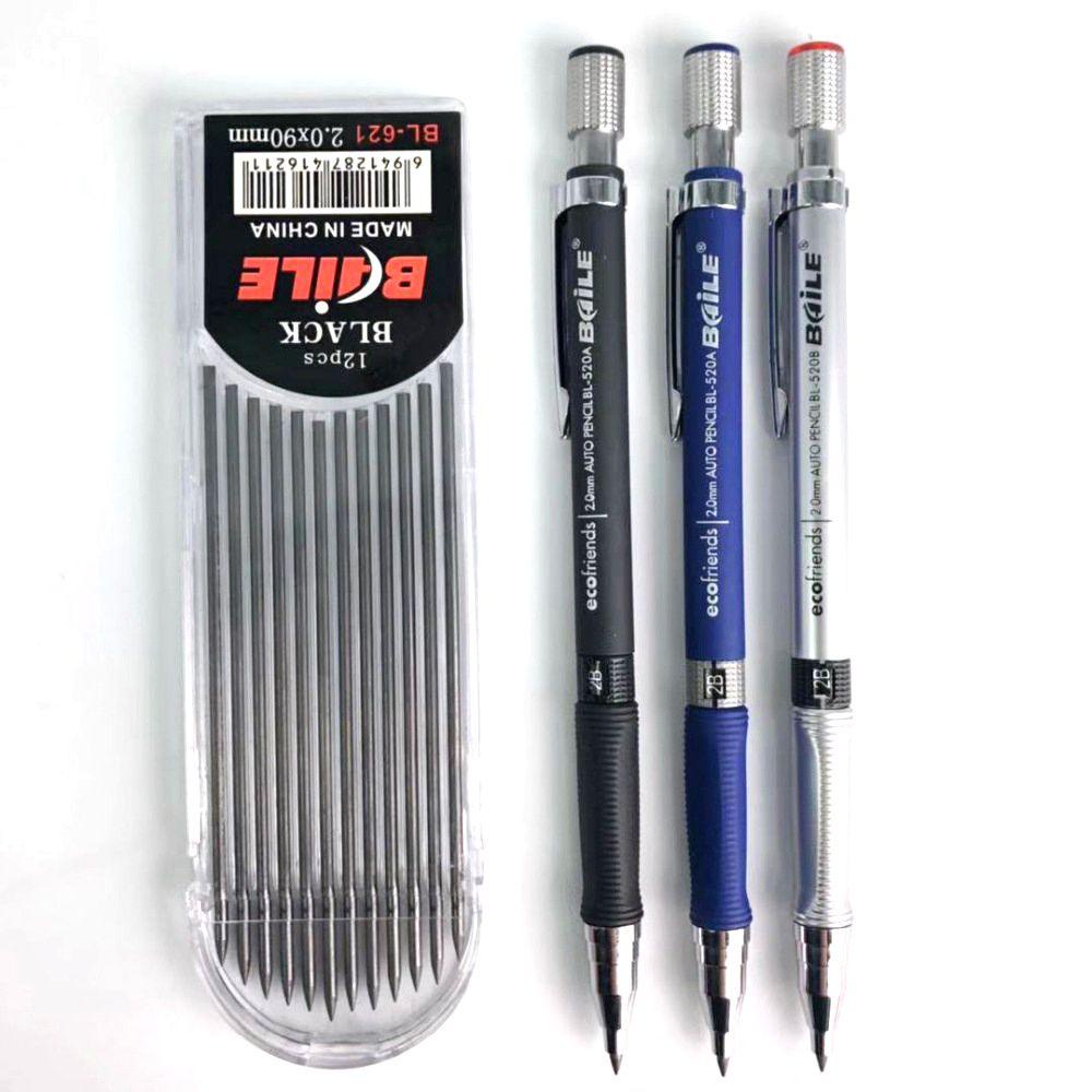 [Elegan] Pensil Mekanik 2.0mm Gambar Classwork Alat Tulis Pensil Lead