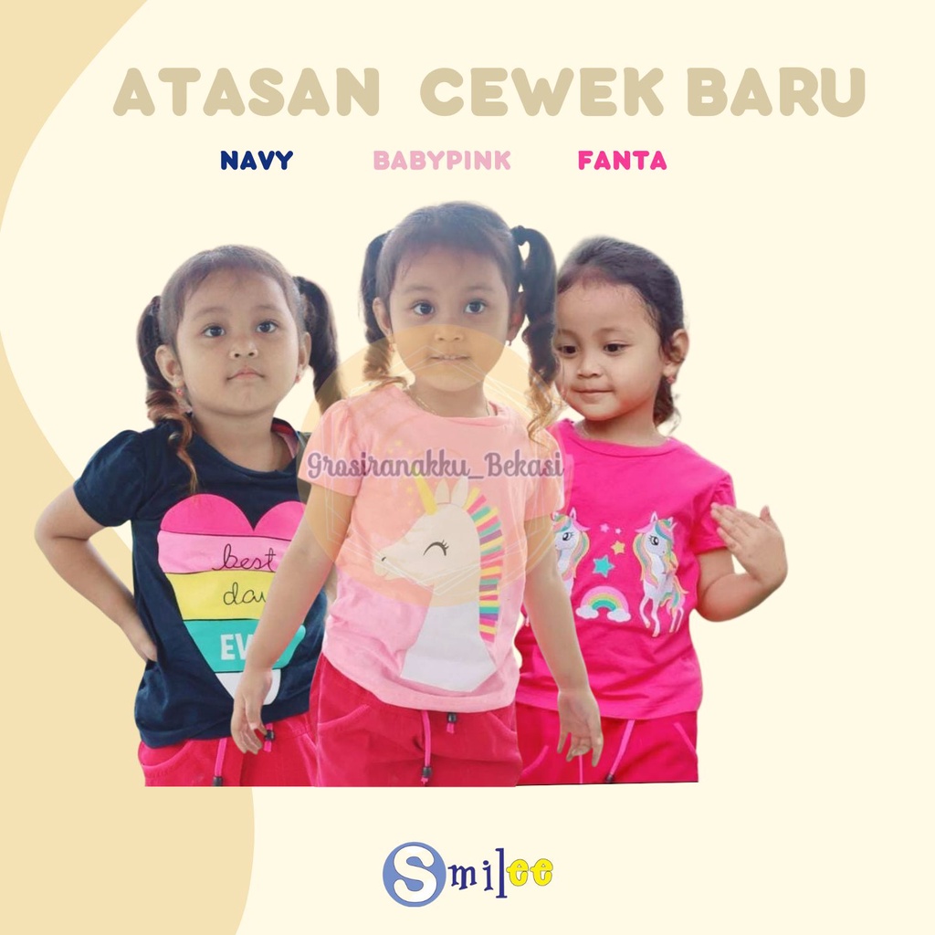 Atasan Anak Smilee Mix Motif &amp; Warna Size 1,2,3,4,5