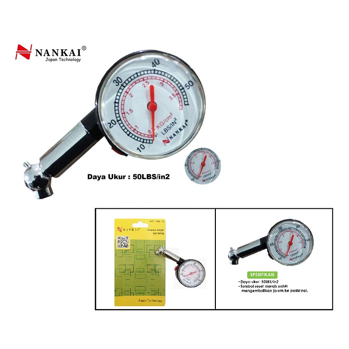 ART Pressure Gauge presure gauge alat pengukur tekanan ban motor dan mobil Ukuran Angin Loncen /Lonceng Alat Ukur Tekanan Angin Ban Motor Mobil / Tire Pressure Gauge