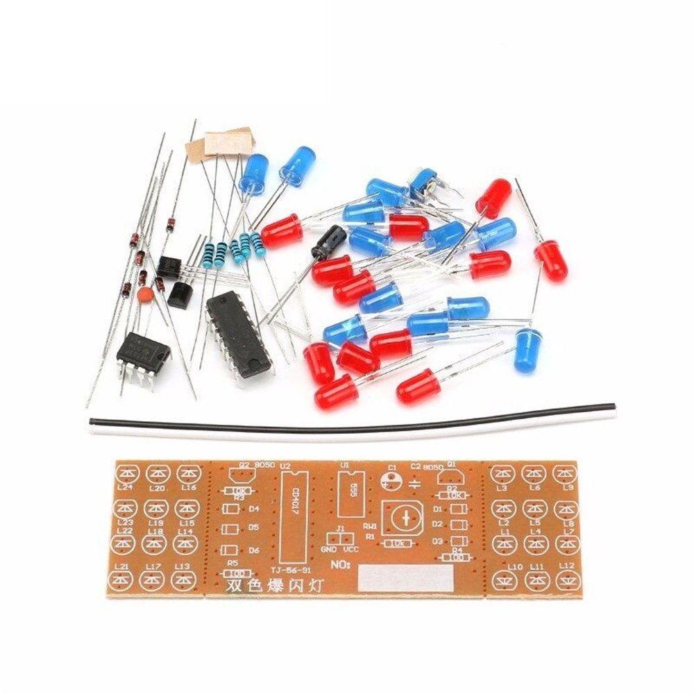 Agustinina Kit Lampu Kedip Kit Lampu Strobo Kreatif Bagian Elektronik DIY NE555+CD4017