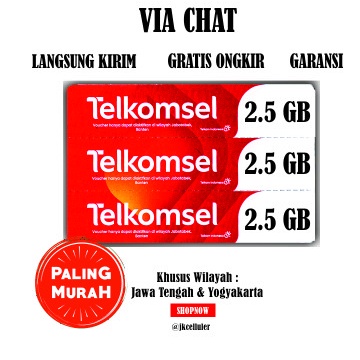 Voucher Telkomsel  2.5GB - 5 HARI LANGSUNG ( KIRIM KODE VIA CHAT ) JAWA TENGAH & YOGYAKARTA