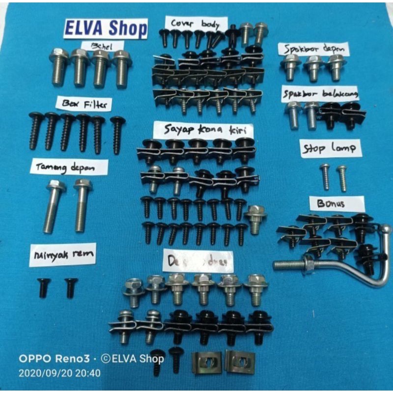 Baut lengkap full set body scoopy karbu / baut full skrup body scoopy karbu