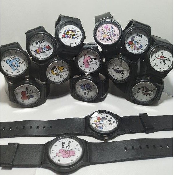 JAM TANGAN BT21 / JAM TANGAN BTS / JAM TANGAN KIPOP / TALI HITAM
