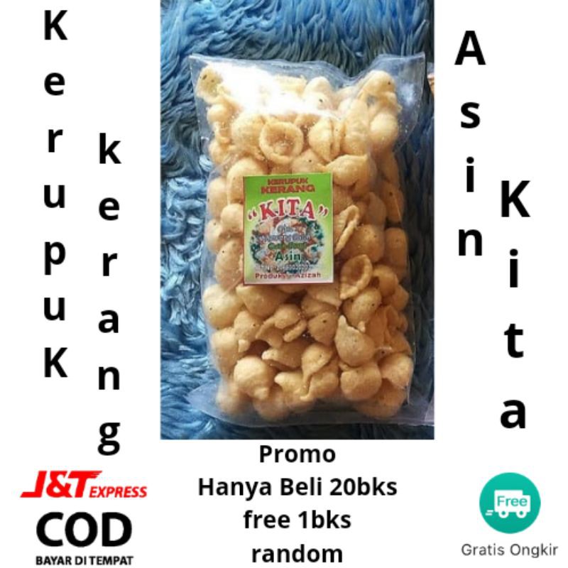 Cemilan kerupuk kerang asin kita - makanan ringan - sneck - jajanan - kerang - asin - daunjerukpurut kemasan besar