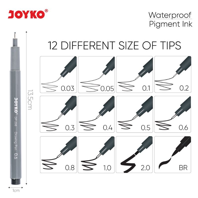 drawing pen joyko 12 pcs pena gambar pulpen gel