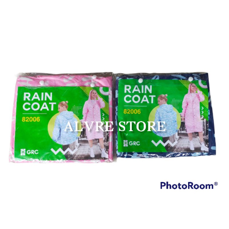 Jas Hujan Terusan Motif HAPPY DAY Import 82006 GRC - Mantel Mantol Raincoat Terusan Kekinian
