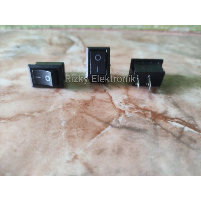 Saklar Switch Rocker 2 Pin Kaki Segi Hitam Karaoke Power Amplifier