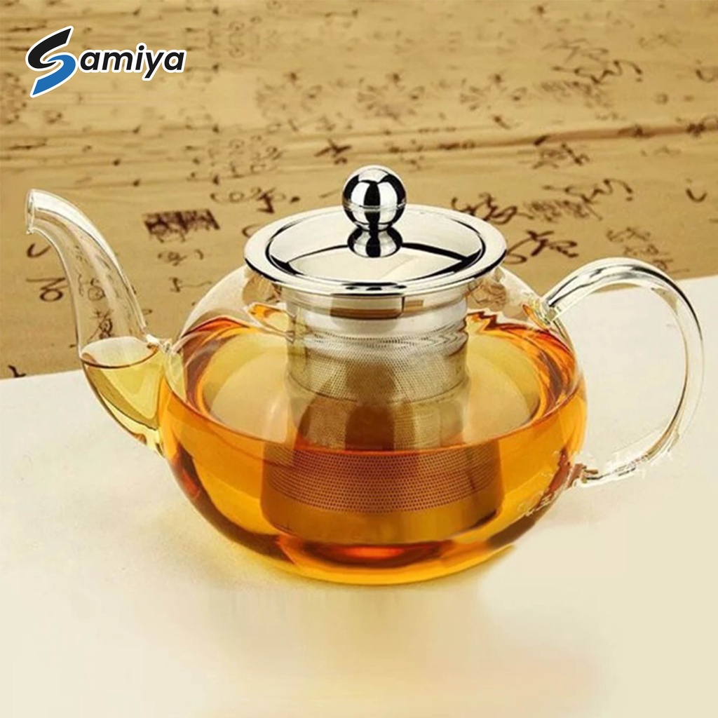 Tea pot infuser / teko teh kaca stainless / teapot / teko teh dengan saringan / tea maker