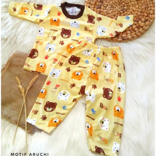 isi 2 STEL Piyama anak Size Xs(5-18bulan) Lengan panjang Celana panjang bahan double knit