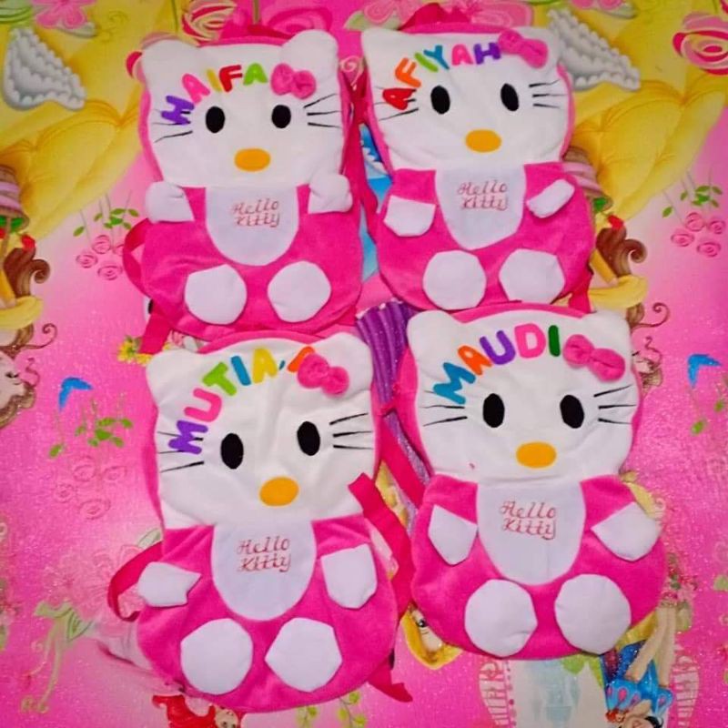 Tas anak boneka karakter / bahan boneka lembut bisa diberi nama by zellshop