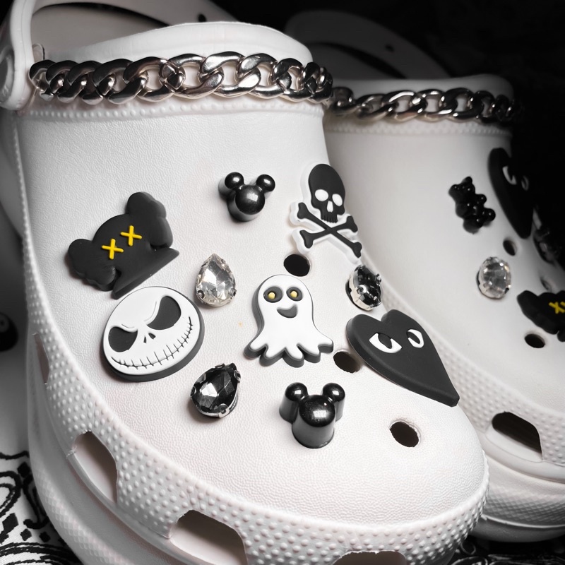 Jibbitz Crocs Charm / Hiasan Tempelan Crocs (Silvery B&amp;W)