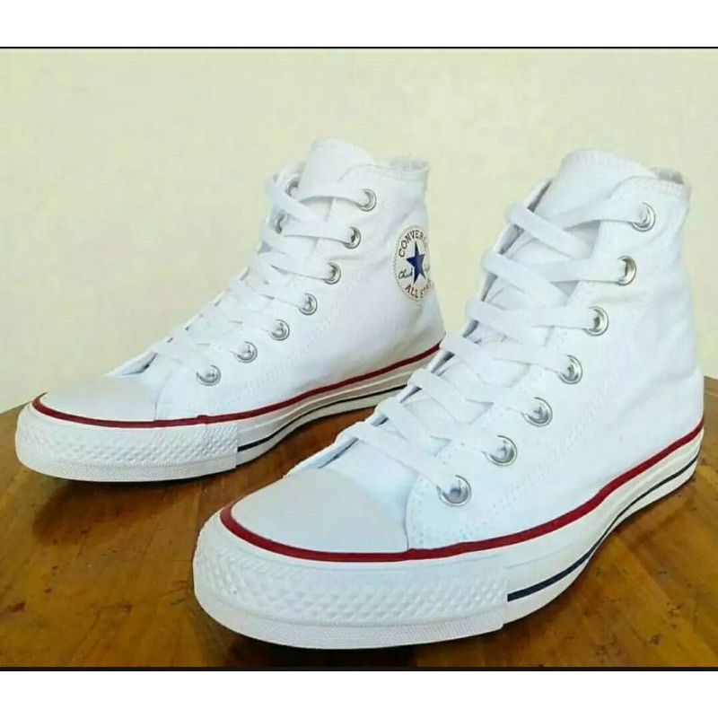 Sepatu sneakers Converse all star boot classic Premium Putih lis merah